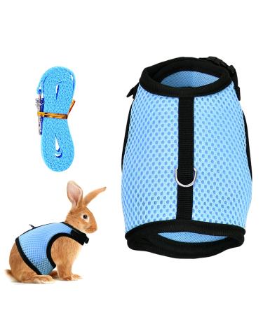 Tibapla adjustable rabbit dishes with elastic leash tow leash for small animals mesh rabbits dishes kitty dishes and leash for bunny cat little pet small animal (blue m) m blue