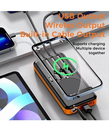 Alpha Digital Outdoor Solar Portable Power Bank with Wireless Charging 10000mAh - Orange - Buy Online on SooperMarket.com