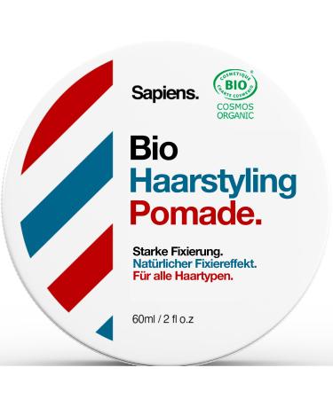Sapiens Barbershop Hairwax Men Bio - strong stop 4/5 matt effect - Hair wax matt based on organic sugar - menthol fragrances - Professional hair styling products made in france - 60 ml 60 g (1 Pack)