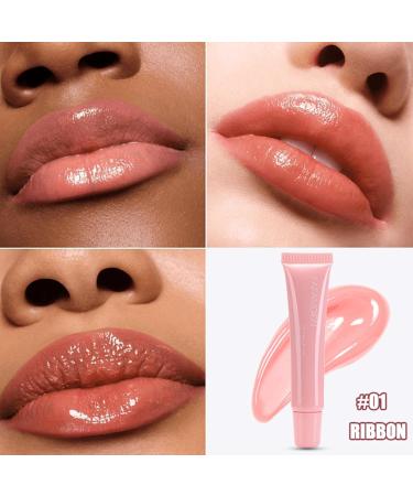 Hydrating Lip Glowy Balm - Moisturizing & Plumping Gloss for Dry Cracked Lips | Shea Butter & Babassu Oil | Nourishing Lip Care (01# Ribbon - Buy Online on SooperMarket.com