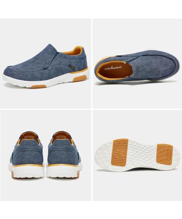 OrthoComfoot Men's Slip On Loafers with Arch Support - Canvas Boat Shoes for Extra Cushioning and Pain Relief - Vintage Flat Walking Shoes 11 W - Denim - Buy Online on SooperMarket.com