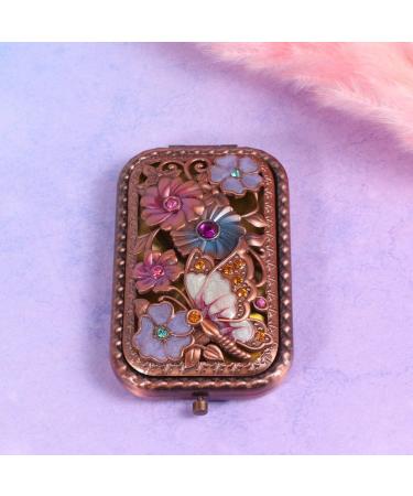LEORX Antique Butterfly Compact Mirror for Women - Foldable Double Sided Metal Makeup Mirror - Buy Online on SooperMarket.com