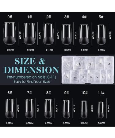 Gelike Ec Quadrat Full Cover Nageltips - Soft Gel Fake Nails 550 Pieces Clear Medium Pre-Buff PMMA Resin for DIY Nail Art & Salon Use 12 Sizes - Buy Online on SooperMarket.com