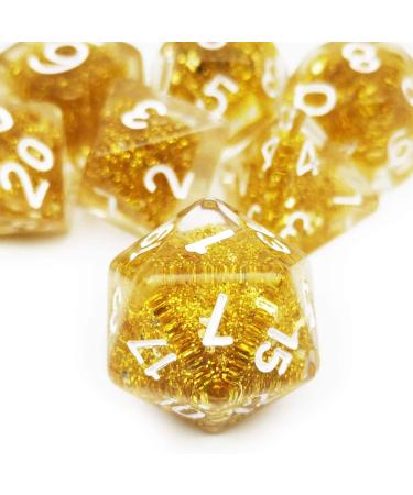 Haxtec Gold Glitter DND Dice Set - 7PCS Polyhedral Dungeons and Dragons Dice for Roleplaying Games - Buy Online on SooperMarket.com