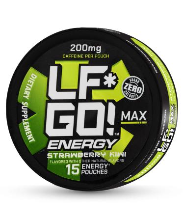 Energy Pouches | Caffeine Pouches | 6 Essential Vitamins and Minerals | Strawberry Kiwi | 200 mg Natural Caffeine | 0 Calories | 0 Sugar | 15 Pouches Per Can | 1 Can 1 Pack - Strawberry Kiwi