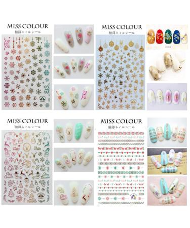 1500+ Christmas Nail Art Stickers - Self-Adhesive Santa, Snowflakes & More | 12 Large Sheets for Festive Nail Designs - Buy Online on SooperMarket.com