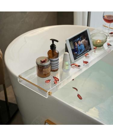 Acrylic Bathtub Tray Caddy with Non-Slip Surface and Gold Handles - Buy Online on SooperMarket.com