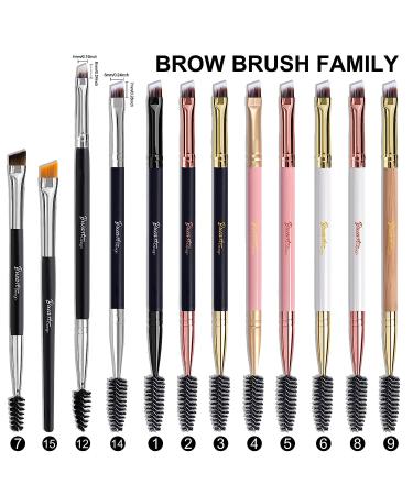 Ultra Thin Brow Brushes - Duo Angled Eyebrow & Eyeliner Brush Set (Black) - Includes Spoolie, Comb, and Mascara Brush - Buy Online on SooperMarket.com