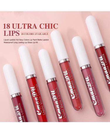 Gireatick 18 Matte Velvety Liquid Lipstick Set - Long Lasting & Waterproof Lip Stain - High Pigmented Lip Gloss Kit - Buy Online on SooperMarket.com