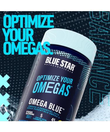 Blue Star Nutraceuticals OMEGA BLUE - Omega-3 Essential Fatty Acids w/Vitamin E | High Concentrated and Lab Tested | Support Good Health Cognitive Function Skin and Hair - 90 Softgels - Buy Online on SooperMarket.com