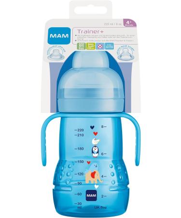MAM Trainer+ 220ml Drinking Bottle - Elephant Blue | Drip-Free Teat, Handle | 4+ Months Transition Cup | Shop Now - Buy Online on SooperMarket.com