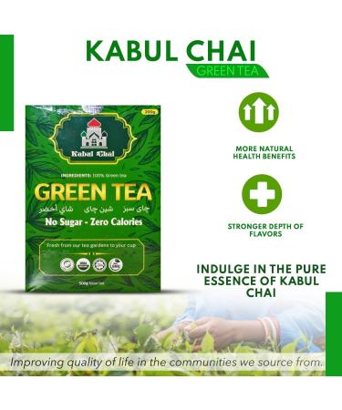 Kabul Chai 200 gram Loose Leaf Green Tea Cardamom Flavor Easy to Brew Pure Kabul Chai Clean Green Infusion & Smooth Grassy-Sweet Notes Loose Leaf Tea - Buy Online on SooperMarket.com