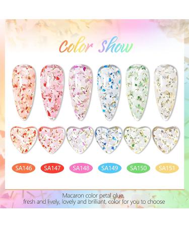 MEET ACROSS Flower Glitter Gel Nail Polish Set - 6 Pcs Diamond Sequins Jelly Gel Nail Polish Set for Nail Art Manicure - Buy Online on SooperMarket.com