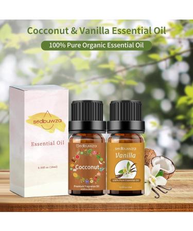 Sedbuwza Coconut Vanilla Essential Oil Gift Set Organic Coconut Oil 100% Pure Vanilla Oil for Skin Massage Diffuser Aromatherapy Coconut + Vanilla - Buy Online on SooperMarket.com