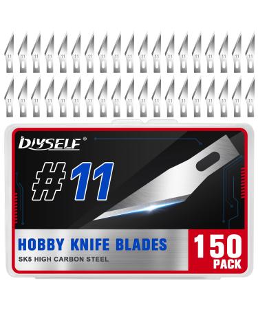 DIYSELF 150 PCS Exacto Knife Blades 11, Sharp Hobby Knife Blades, High Carbon Steel Craft Knife Blades, 11 Hobby Knife Replacement Blades, Exacto Blades for Art, Scrapbooking, Stencil, Paper Cutting #11