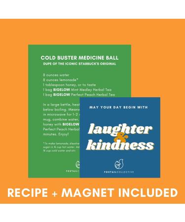 Bigelow Medicine Ball Cold Buster Tea Bundle by Foxtail Collective: 28 sachets Mint Medley and 20 sachets of Perfect Peach | Ten 100% Grade A Honey Straws | 6 Recipes Custom Tote - Buy Online on SooperMarket.com