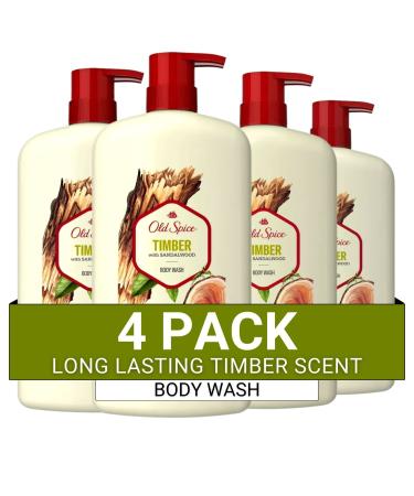 Old Spice Body Wash for Men Timber with Sandalwood Scent 25 Fl Oz (Pack of 4)