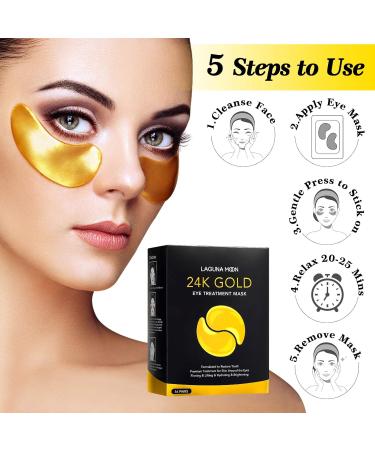 24K Gold Eye Mask - Anti-Aging Hydrolyzed Collagen Patches for Puffy Eyes Dark Circles & Wrinkles - 16 Pairs - Buy Online on SooperMarket.com