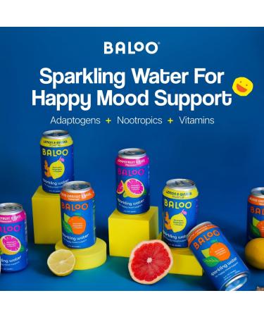 Buy Baloo Sparkling Water Variety Pack - Mood-Boosting Nootropic & Adaptogen Infused (12 oz Cans 12 Pack) - No Artificial Sweeteners Low Calorie Kosher Certified - Buy Online on SooperMarket.com