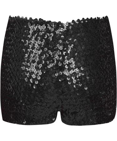 FEESHOW Kids Gymnastic Shorts Glitter Ballet Dance Metallic Spandex Shorts Black 12-16 Years - Buy Online on SooperMarket.com