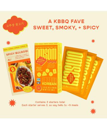 Omsom Korean Spicy Bulgogi Sauce - All-In-One Asian Sauce Packets | BBQ Marinade & Stir-Fry | Gochujang, Vegan, Gluten-Free, Non-GMO | 3 Packets (2.4 oz) - Spicy Korean BBQ - Buy Online on SooperMarket.com