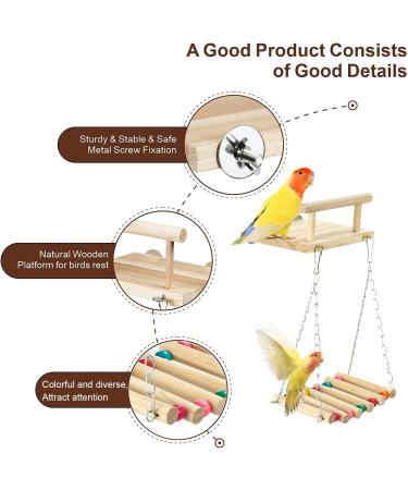 Bird Perches Cage Toys Parrot Wooden Platform Exercise Stands with Wood Swing Ferris Wheel Chewing for for Parakeet Conure Cockatiel Budgies Hummingbird (Style C) - Buy Online on SooperMarket.com