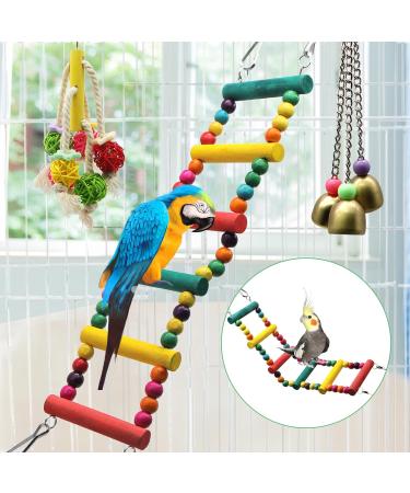 MQUPIN Bird Parrot Toys 12 Pack Budgie Toys Parrots Cage Toys Hanging Swing Climbing Shredding Perches Toys Ladders Sepak Takraw Parrot Bite Toy Cockatiel Toys for Parakeet Budgerigar M-7.9inch - Buy Online on SooperMarket.com