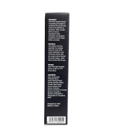 FEG Max Eyelash Serum | Fast & Effective Growth for Longer Darker Lashes | Natural Eyelash & Brow Serum | 6 mL - Ships Internationally - Buy Online on SooperMarket.com