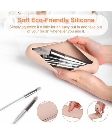 FERYES Khaki Makeup Bag & Travel Brush Holder - Portable Silicone Cosmetic Case for Toiletries - Buy Online on SooperMarket.com