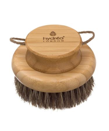 Hydr a London Round Natural Body Brush with Mane/Cactus Bristle for Dry Brushing to Exfoliate  Remove Dead Skin  Cellulite and Aid Lymphatic Drainage.