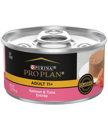 Purina Pro Plan Senior Canned Wet Cat Food 3 oz. Cans (Packaging May Vary) Senior 11+ Salmon & Tuna - Senior 11+ (24) 3 oz. Cans