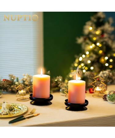 2-Piece Black Iron Column Candle Holder Set - 9cm Diameter Spike Holders for Wax & LED Candles - Perfect for Gardens Spas Weddings & Parties - Buy Online on SooperMarket.com
