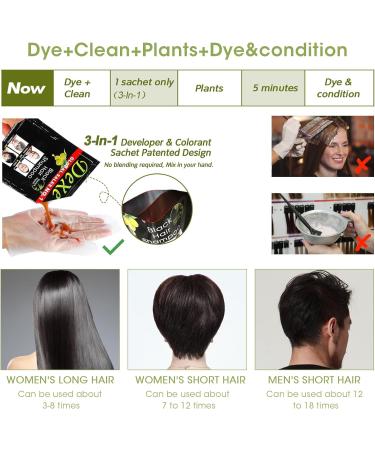 MQUPIN Black Hair Dye Shampoo - Instant, Easy-to-Use Permanent Hair Color for Men and Women - Natural Ingredients (10 PCS) - Buy Online on SooperMarket.com