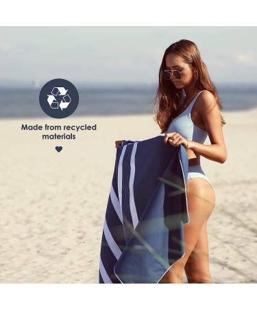 SummerSand Deep Blue Microfiber Beach Towel 63x31.5in - Sand Free & Quick Dry for Pool, Surfing & Travel - Lightweight XL Swim Towel - Buy Online on SooperMarket.com