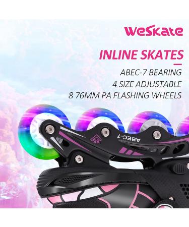Kids Light Up Inline Skates - Adjustable Christmas Gift for Children in Black & Red - Size Medium (2-5) - Buy Online on SooperMarket.com