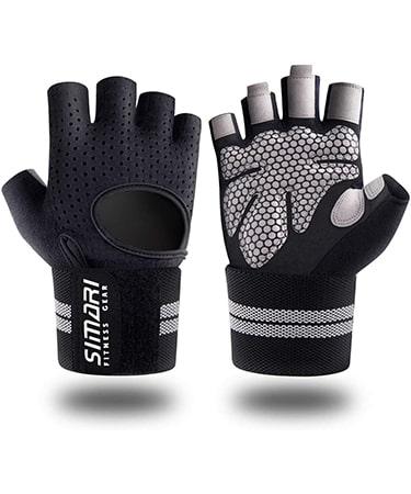 SIMARI Workout Gloves Weight Lifting Gloves with Wrist Support for Gym Training - Black&Grey - Large