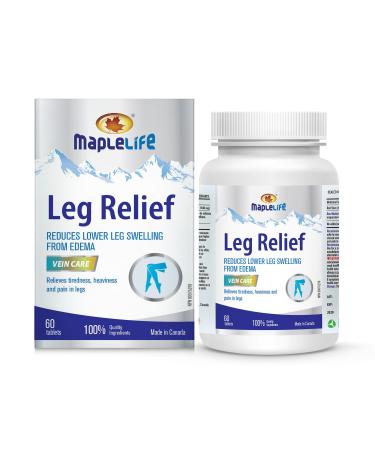 MapleLife Nutrition Leg Relief 360 mg Vein Care - Reduces Lower Leg Swelling from Edema Relieves Tiredness Heavy Legs and Leg Pain Enhance Blood Circulation - Red Vine Leaf Extract 60 Tablets