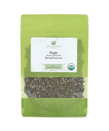Pure and Organic Biokoma Sage Dried Leaves 50g (1.76oz) In Resealable Moisture Proof Pouch