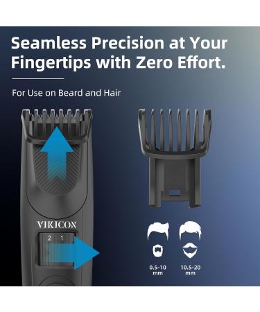 VIKICON Men's Beard Trimmer - Cordless Hair Clipper with 40 Length Adjustable Dial Ultra Sharp Blade Rechargeable Mustache Grooming Gift for Men - Black - Buy Online on SooperMarket.com