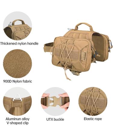 EXCELLENT ELITE SPANKER Tactical Military Dog Saddle Bag Harness Saddlebag Backpack for Medium Large Dogs(Brown L) L Brown - Buy Online on SooperMarket.com