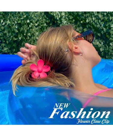 8PCS Flower Hair Claw Clips Set - Matte Finish, Strong Hold Hair Clamps for Women & Girls - Hair Accessories in 8 Colors: Blue, Pink, Rose Red, Purple, Yellow, Green, Orange - Buy Online on SooperMarket.com