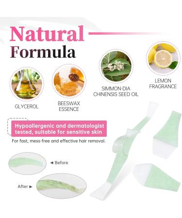 Facial Wax Strips Kit - 24 Strips for Eyebrow Shaping & Hair Removal at Home | Ideal for Sensitive Skin - Includes 4 Calming Oil Wipes - Buy Online on SooperMarket.com