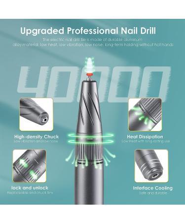JOEOEN Electric Nail Drill Machine 40000RPM - Professional Efile Kit for Acrylic and Gel Nails - Manicure Pedicure Polishing Tool - Gray - Buy Online on SooperMarket.com