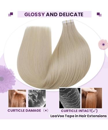 Laavoo Invisible Tape Extensions - Light Blonde Remy Human Hair Seamless 50g (20pcs) #613 - 45cm Real Hair Extensions - Buy Online on SooperMarket.com