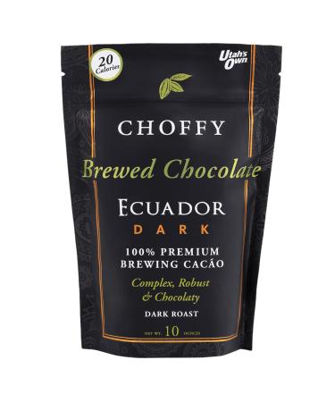 Choffy Brewed Cacao for Dark Chocolate Lovers, Ecuador Dark Roast, Robust & Chocolaty Coffee Alternative, Healthy Chocolate Drink from 100% Ground Cacao, Nutrients for Mood & Energy - 10 Ounces Ecuador Dark Roast 10 Ounce