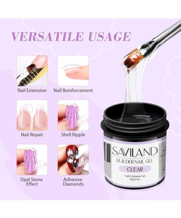 Saviland UV Gel Kit - 2 Pieces Clear & Light Pink Nail Extension & Repair Gel 3.53 oz with Nail Brush & Shapes - Large Capacity Soak-Off UV Gel Set for Perfect Nails - Buy Online on SooperMarket.com