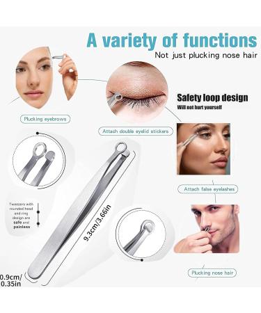 2Pcs Stainless Steel Nose Hair Tweezers - Precision Hair Removal for Men & Women - Buy Online on SooperMarket.com