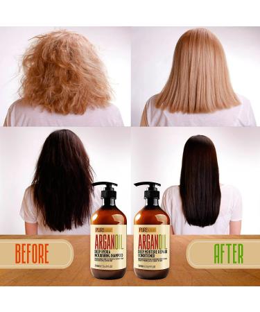 Moroccan Argan Oil Shampoo and Conditioner Set - SLS Sulfate Free - Ideal Gift for Damaged, Dry, Curly, or Frizzy Hair - Thickening Formula for Fine/Thin Hair - Safe for Color & Keratin Treated Hair - Buy Online on SooperMarket.com