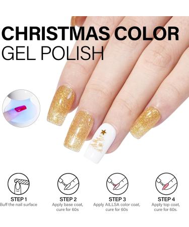 AILLSA Christmas Gel Nail Polish Set Red White Dark Green Gel Polish with Base and Top Coat Red Gold Sparkle Nail Polish Gel Soak Off U V Gel Winter Colors Starter Kit for Christmas Gifts A8-christmas Set - Buy Online on SooperMarket.com