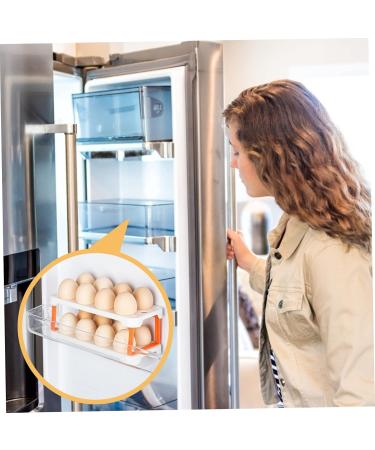 KOMBIUDA Box Egg Carton Eggs Deviled Egg Tray with Lid Kitchen Egg Container Side Door Refrigerator re-usable White 22.3X10.1X8.9CM - Buy Online on SooperMarket.com